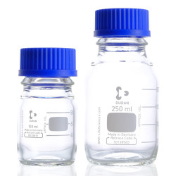 Duran Schott Clear 100ml GL45 Cap Glass Bottle with Blue Screw Cap DIN Thread Reagent